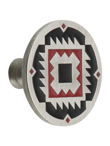 Southwest Treasure Knob in Ant Pewter/Red.